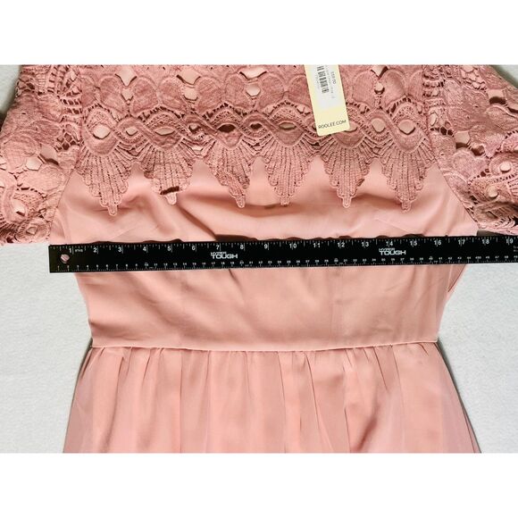 NWT Roolee Fiona Lace Pink Eyelet Maxi Dress Small Cottagecore Fairy Twee - Picture 9 of 9
